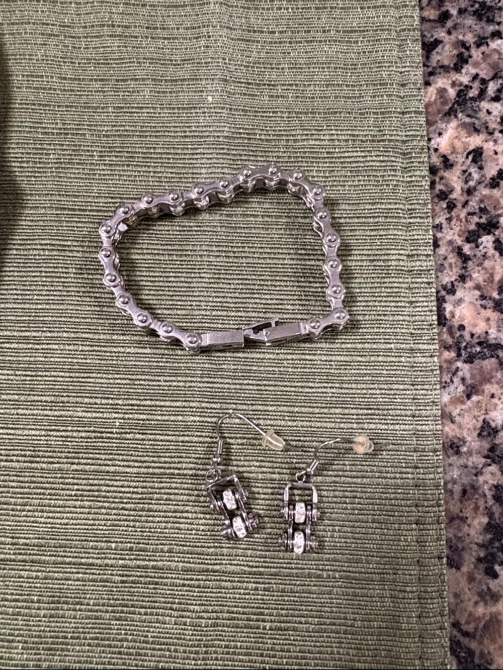Sterling Silver-Tone Crystal Link Bracelet and Earrings Set - Silver - Picture 2 of 3